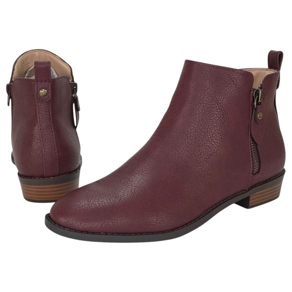 Journee Collection Ellis Wine Faux Leather Womens Shooties Size 8.5M - Picture 8 of 12